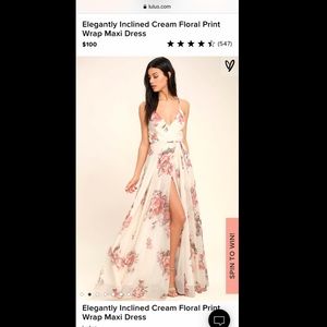 Lulus cream “elegantly inclined” floral wrap dress